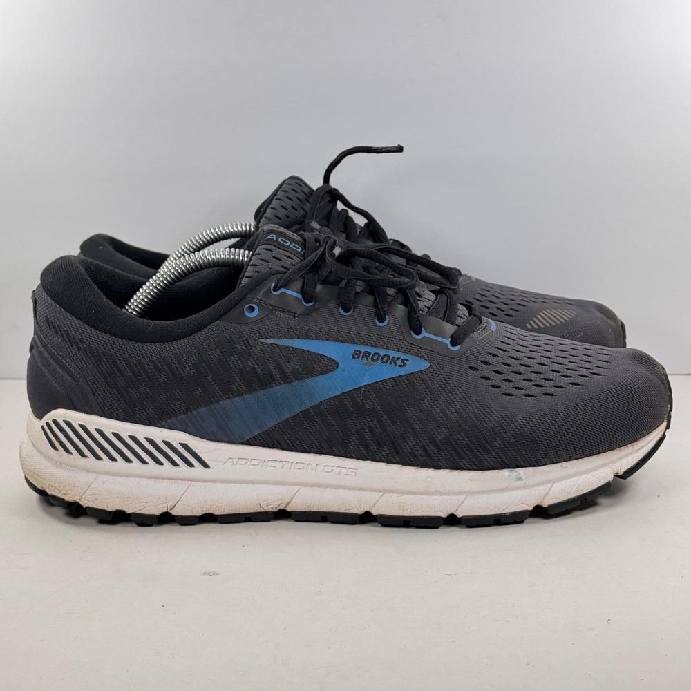 Brooks Addiction GTS 15 Mens 11 Wide 2E Grey Blue Running Shoes 1103652E077